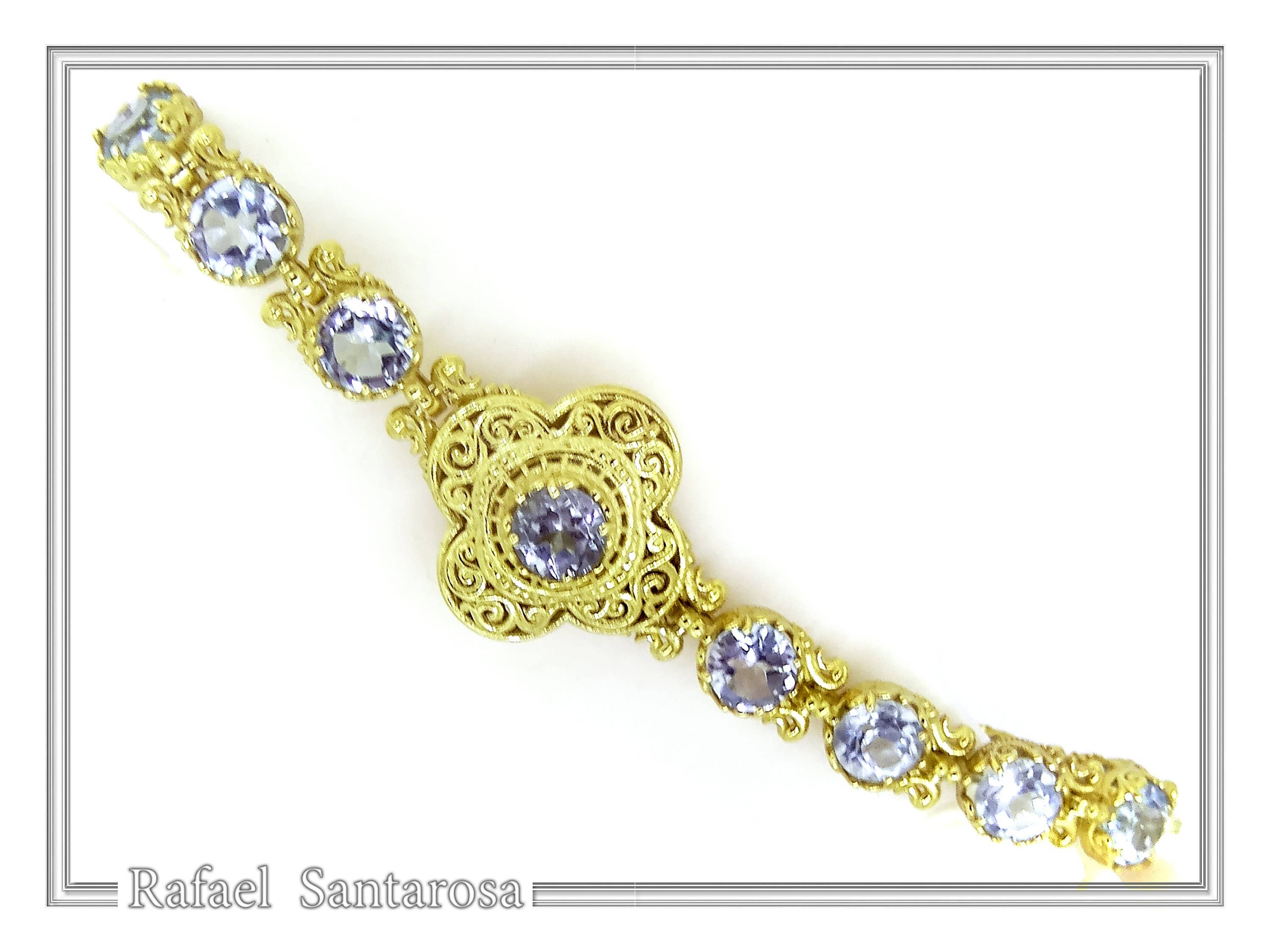 RAFAEL SANTAROSA - Vente Bracelet tennis - Bracelet en fines pierres multiples filigrane byzantin6