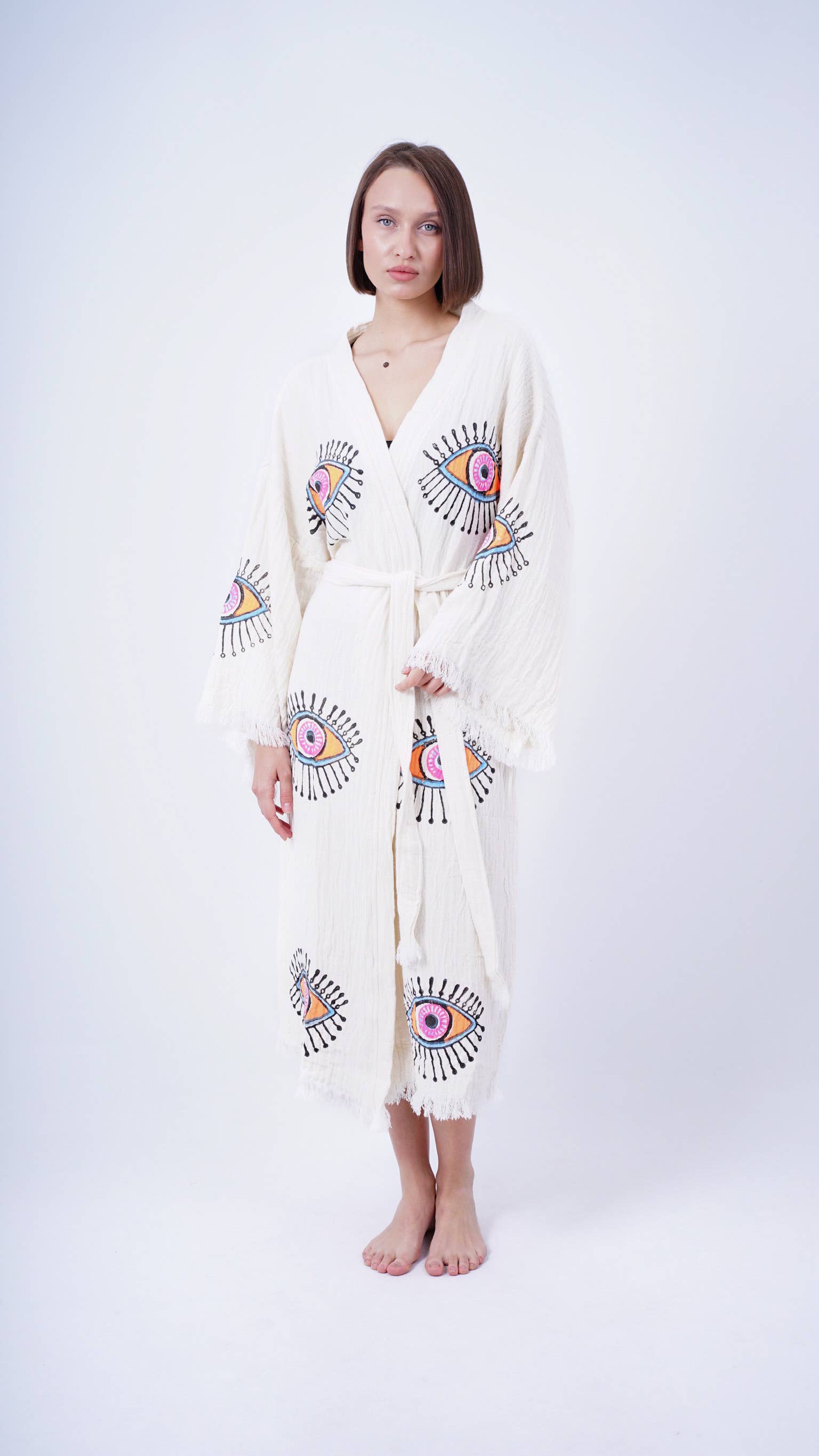Bodho – Kimono - Mulher por atacado – Artesanal Evil Eye Festival de Boho Kimono, Boho Beachwear1