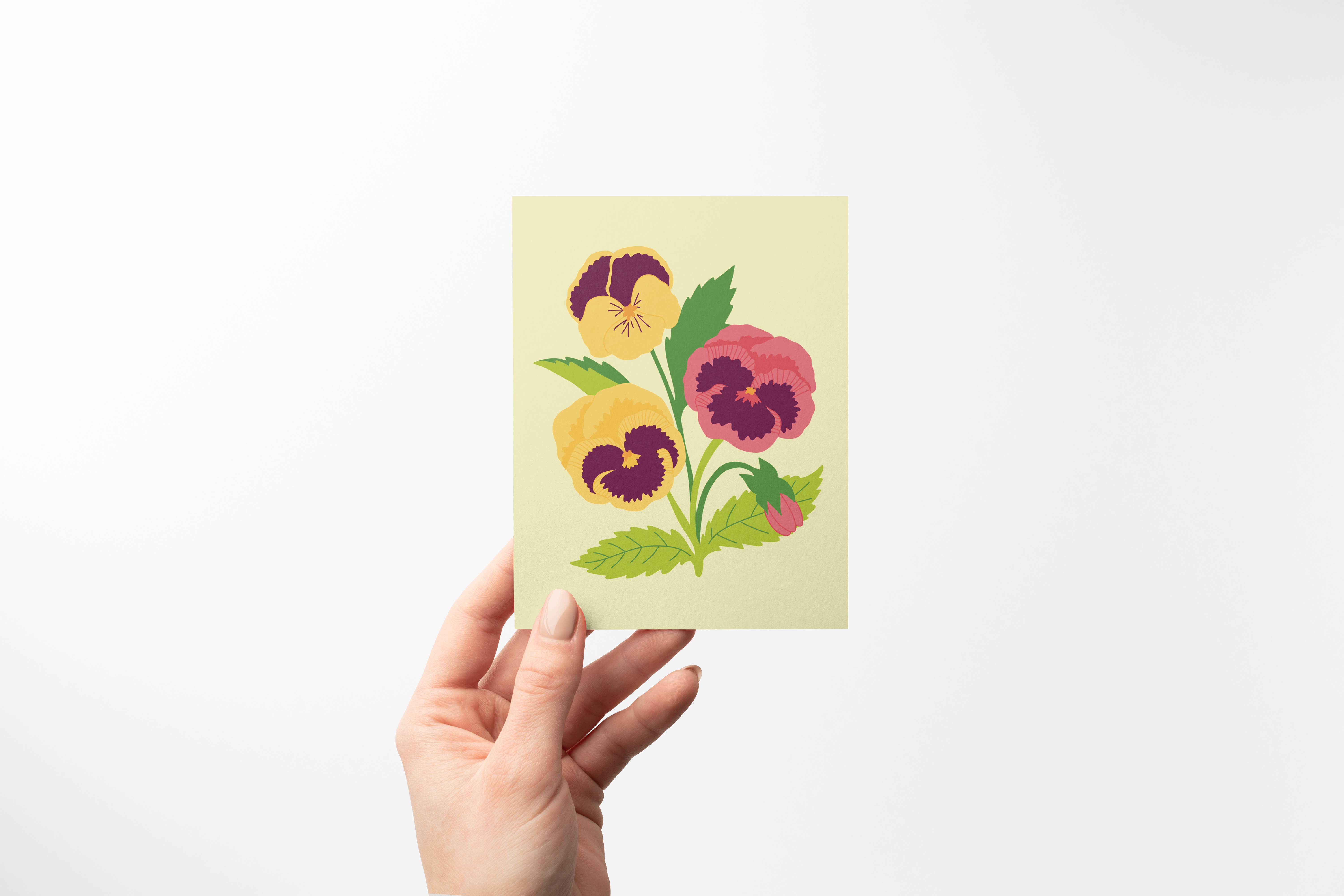 Drawn by Diana - Wholesale Thinking of You Card - Thinking of You Greeting Card - Pansy Voilets1