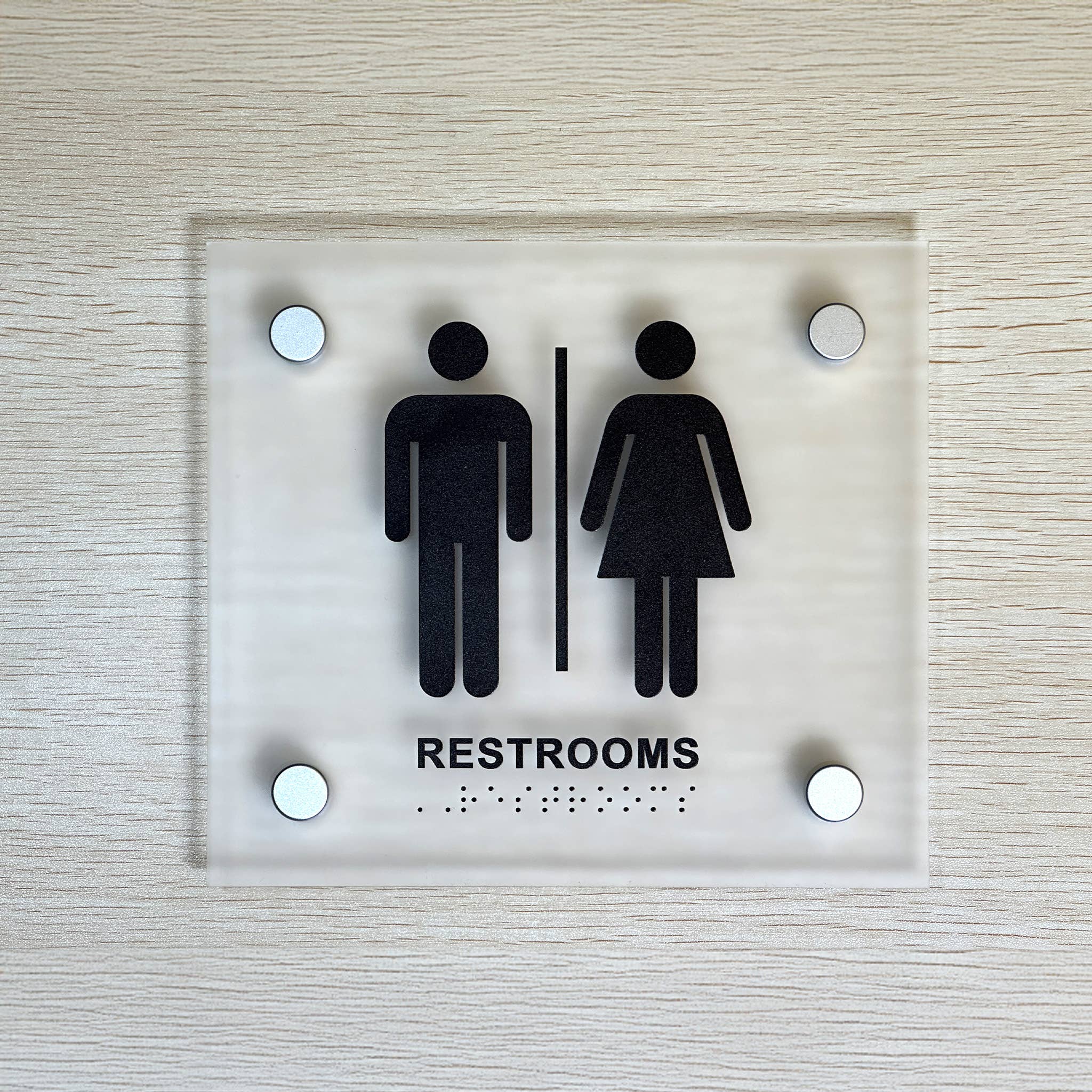 DisplayCanada - Wholesale Sign - Frosted Wall Mount Washroom Sign with Spacers 3