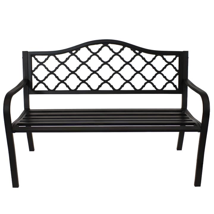 Sunnydaze Decor - Wholesale Bench - 2-Person Lattice Cast Iron Outdoor Garden Bench - Black6