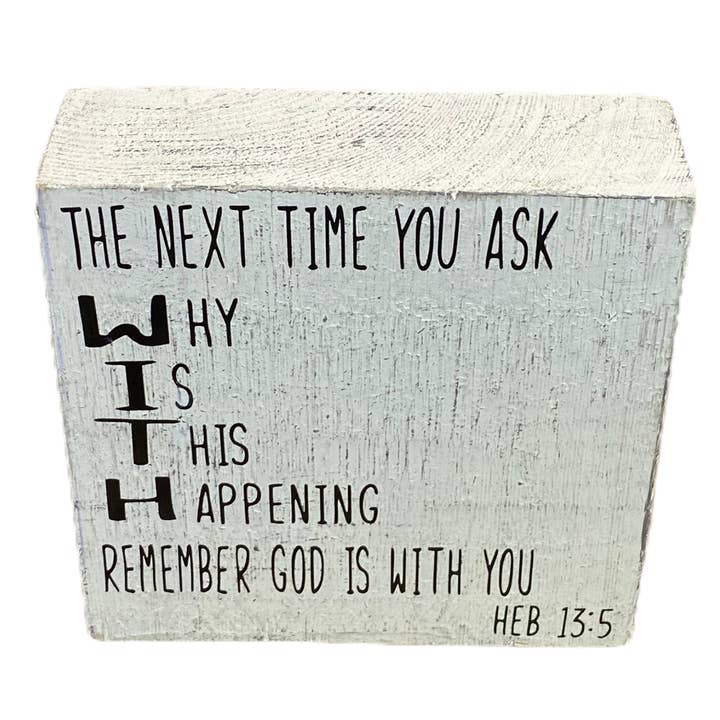 WITH-Wooden Scripture Square Desk/Tabletop Sign for wholesale by Joshua Jar