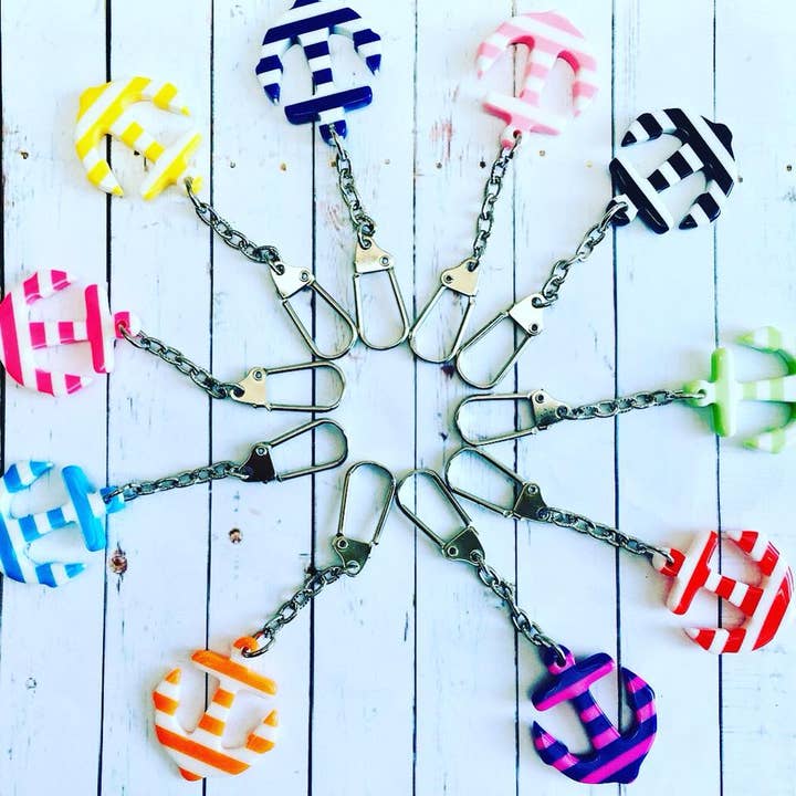 Jewells – wholesale Keychain – Women's – Resin Stripey Anchor Keyring1