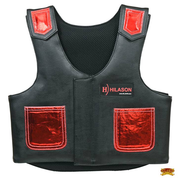 HILASON - Wholesale Horseback Riding Gear - Hilason Junior Youth Bull Riding Pro Rodeo Leather Protective Vest Chaps25