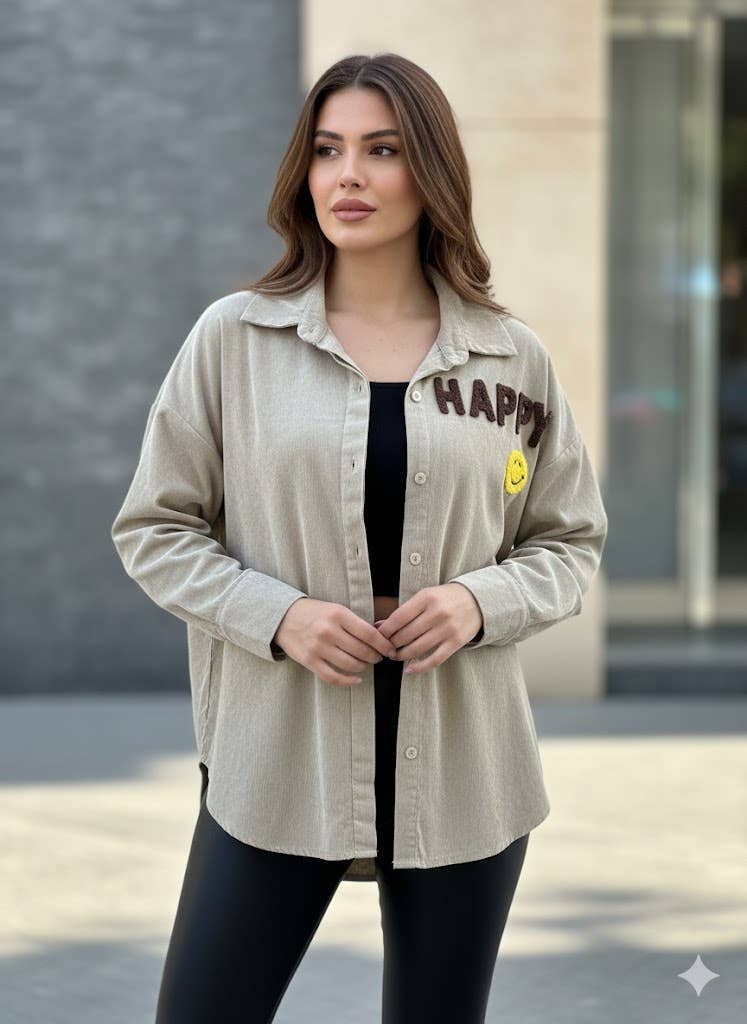 beige Camicia oversize ricamata in vendita all'ingrosso su Faire0