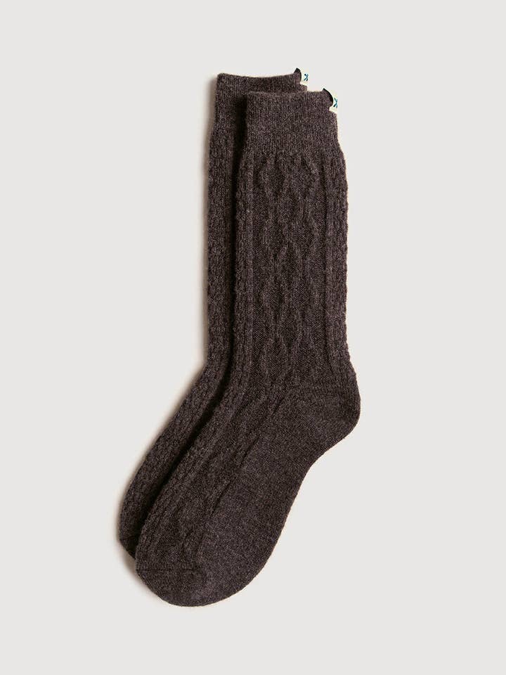 Chaussettes en laine à torsades | Moka pour la vente par sheec socks