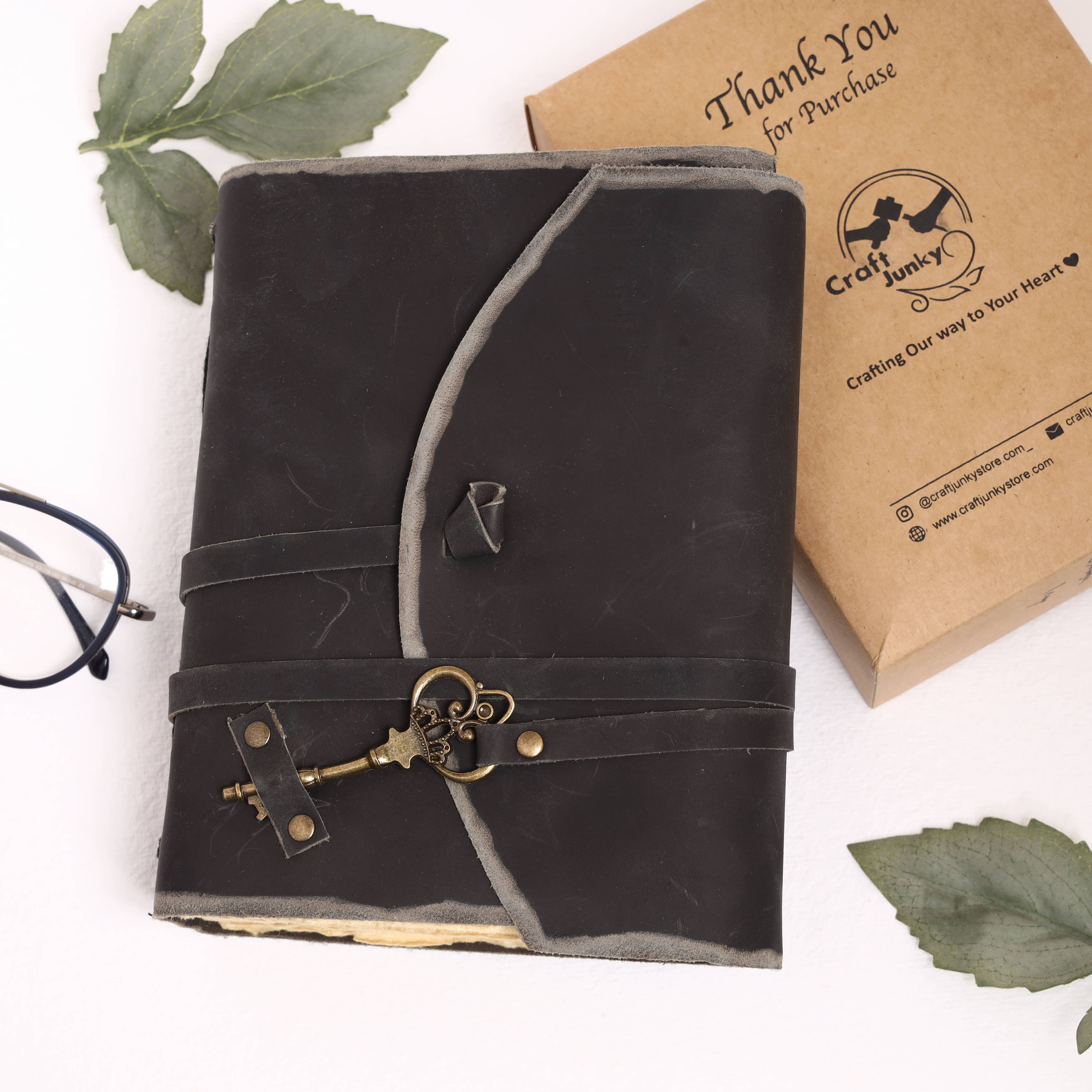 R K Handicrafts and Exporters – wholesale Journal/diary – Vintage Leather Bound Grimoire Journal with Key 6*8 Size4