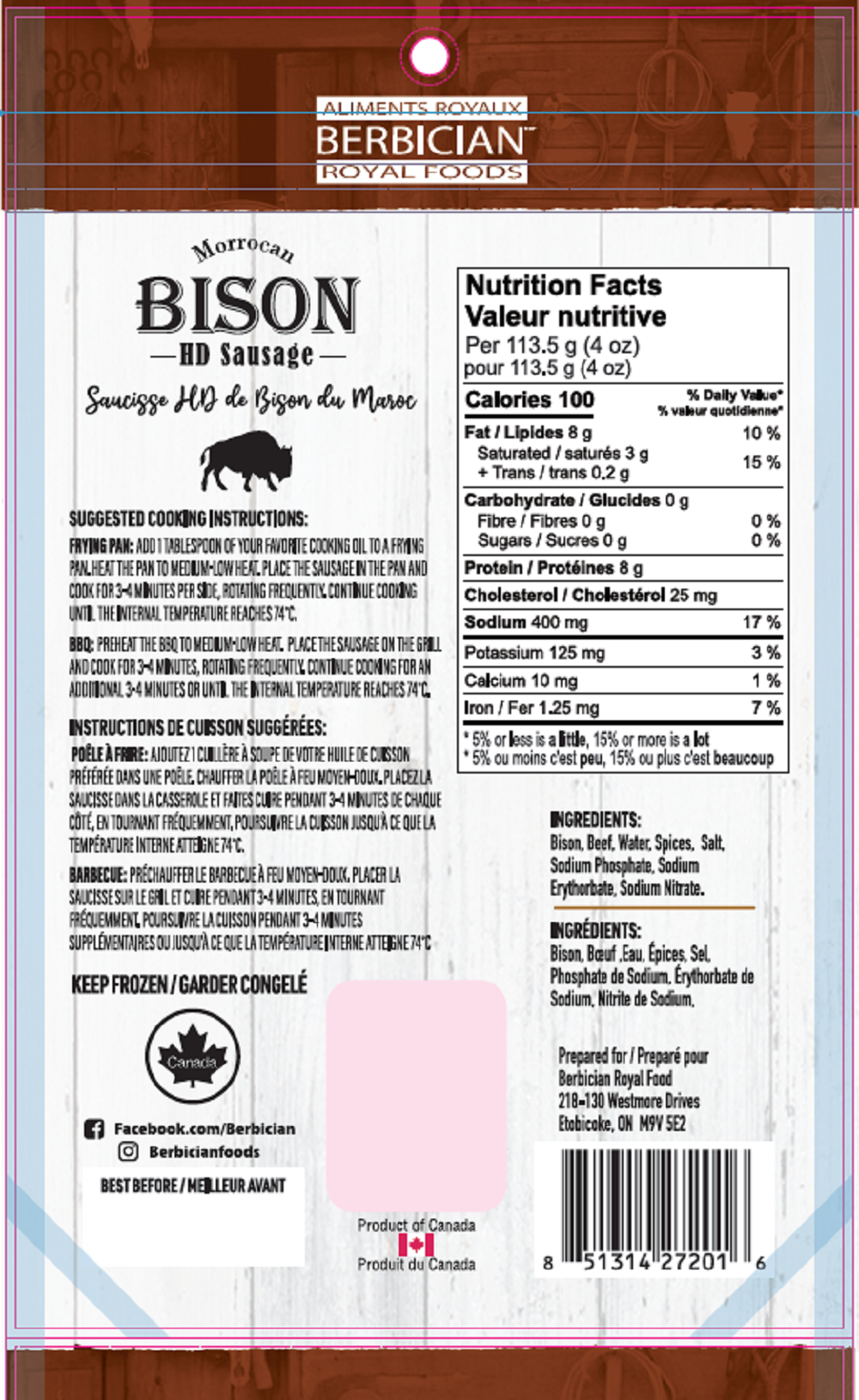 Berbician Canada - Wholesale Worst - Bison HD Worstjes – Marokkaanse Smaak4