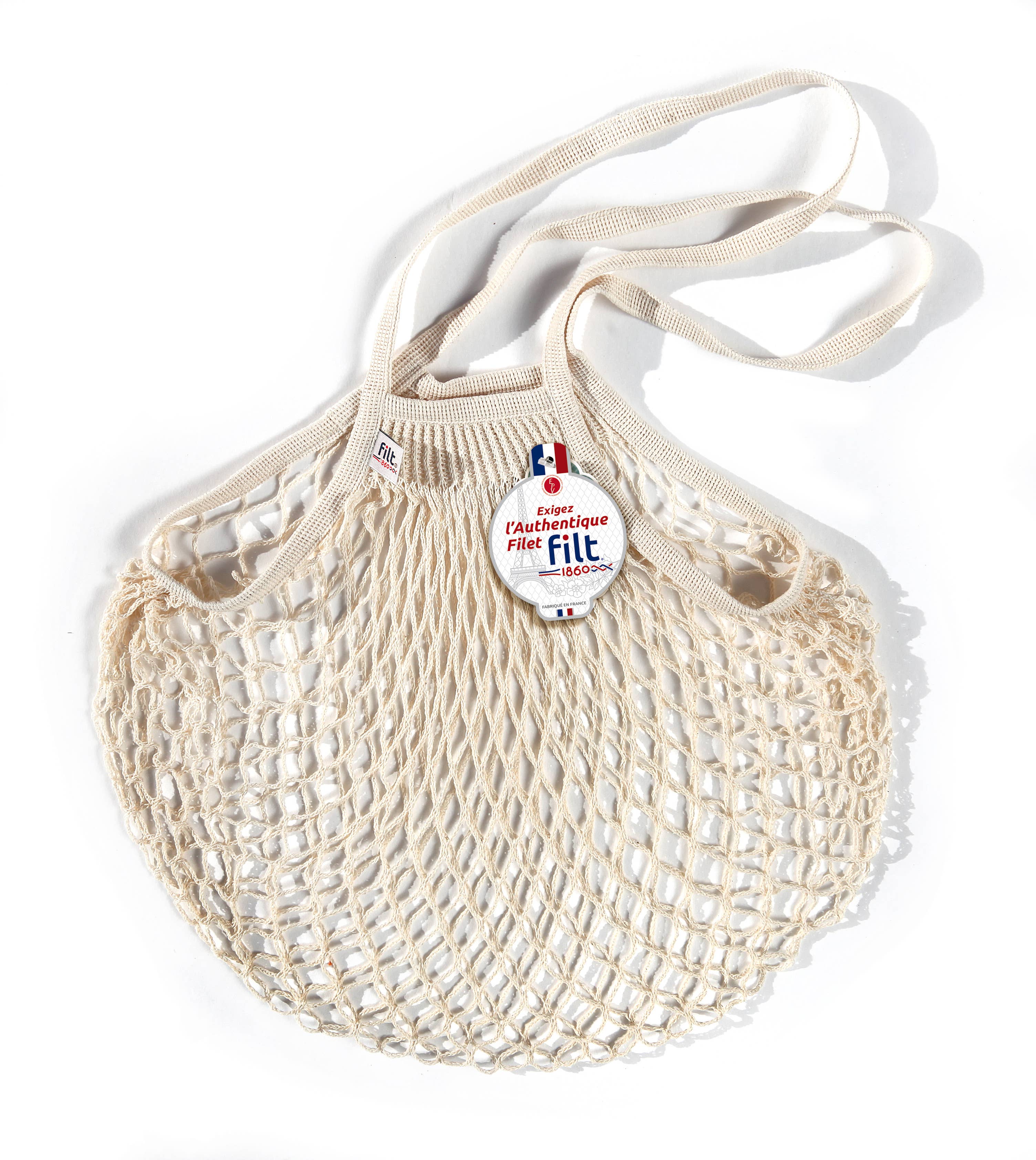 Filt1860 - Wholesale Grocery/Shopping Bag - Shopping net bag Ecru long handles