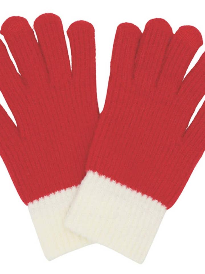 Two Tones Soft Fuzzy Knit Smart Touch Gloves MG-0097 for wholesale by anbfashion