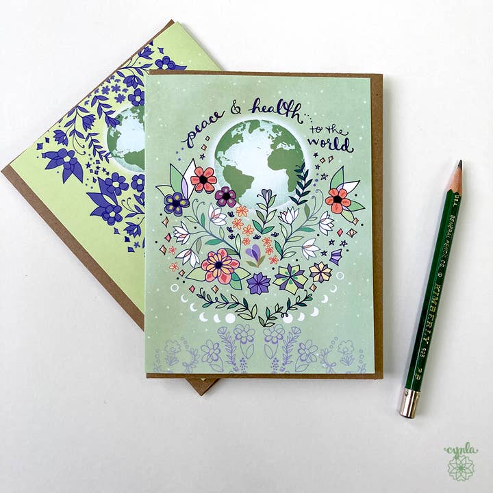 Peace World Card - biglietto di auguri per le vacanze salute e pace per la vendita all'ingrosso da parte di Cynla