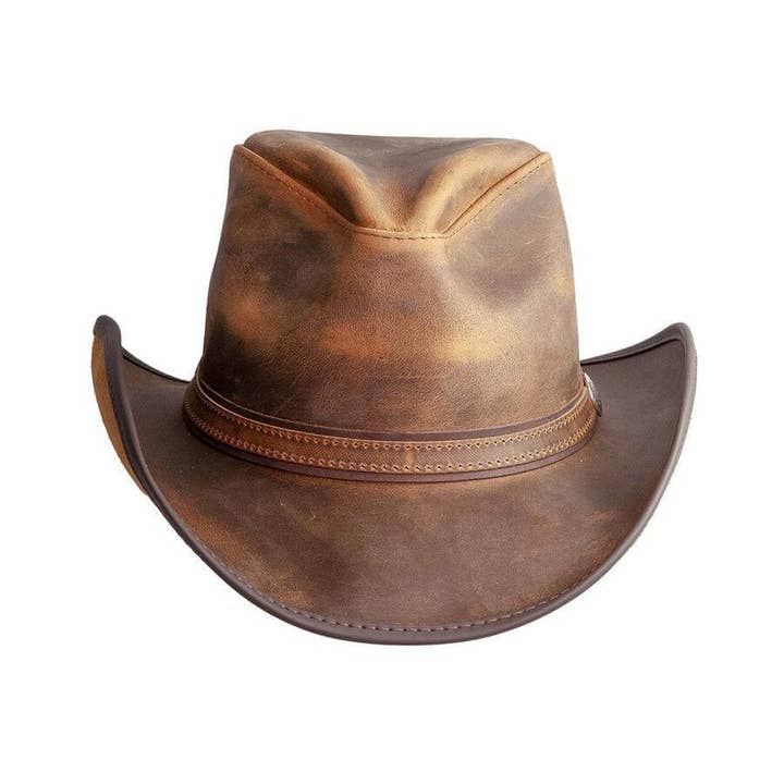 American Hat Makers - Venta al por mayor Sombrero cowboy - Unisex - Sombrero Vaquero de Cuero Genuino con Concho - Estilo Cyclone5