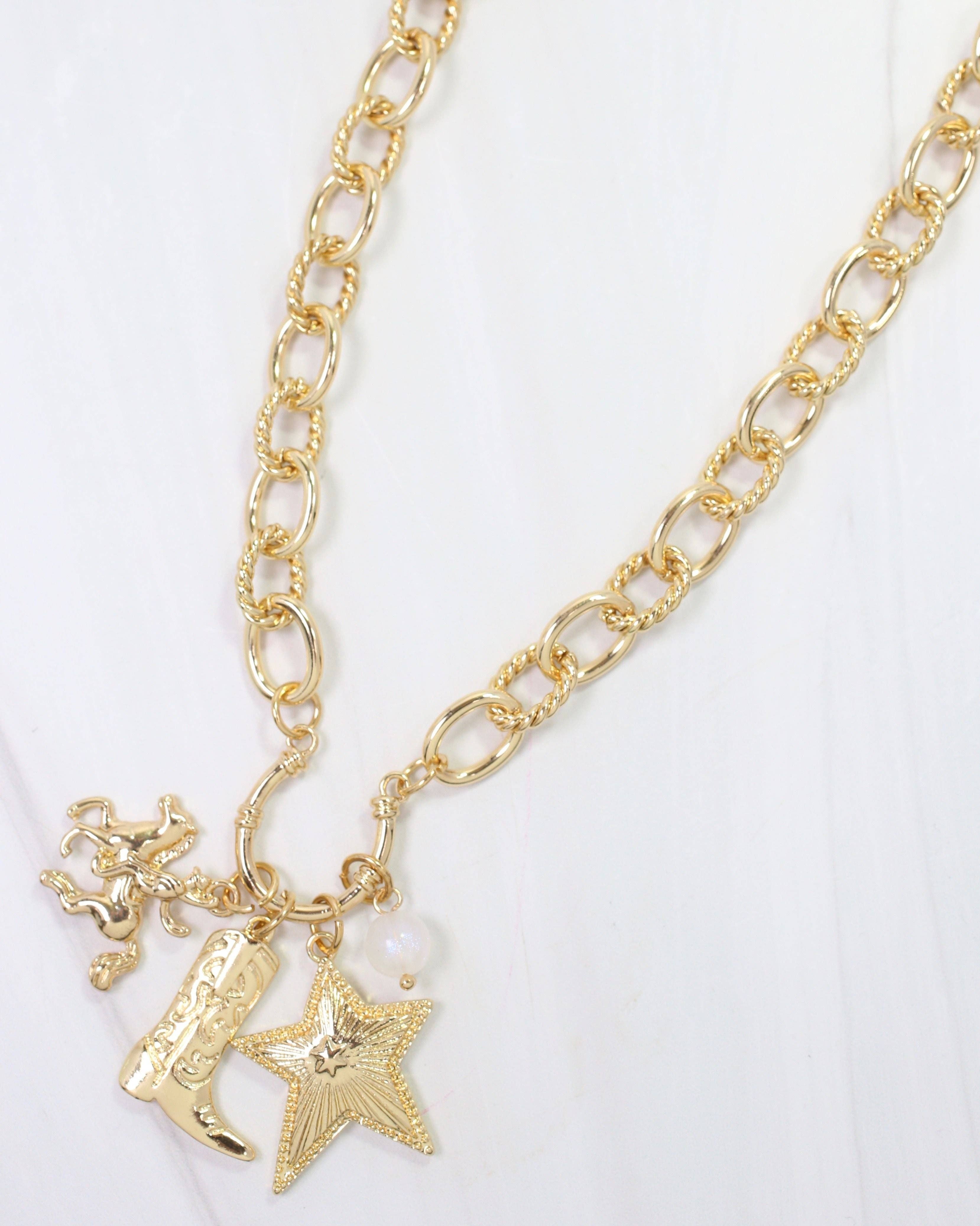 Caroline Hill - Wholesale Pendant/Charm Necklace - Cheyenne Western Charm Necklace Gold0