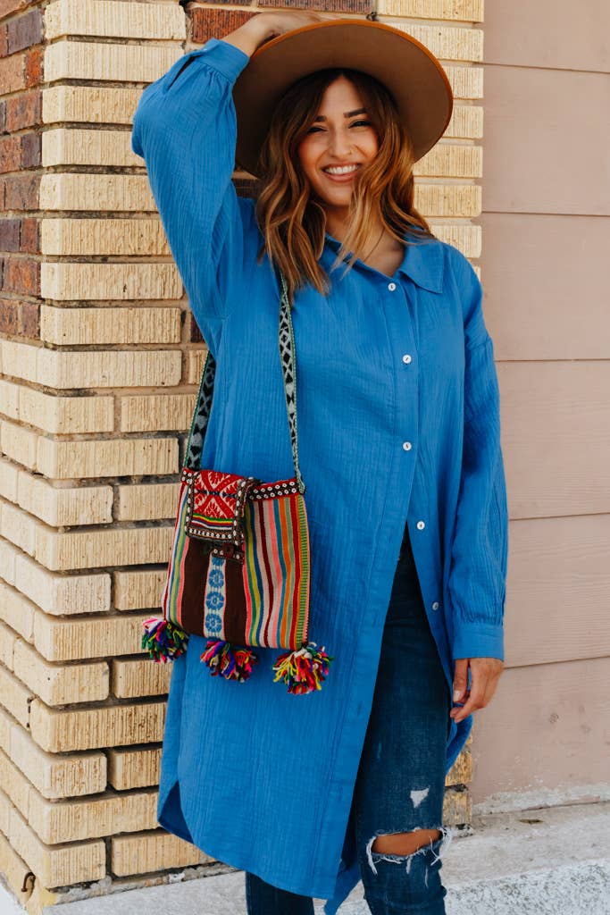 Crowned Free – Engroshandel Skjorte med buttondown – til kvinder – Afskærmet top - kobolt6