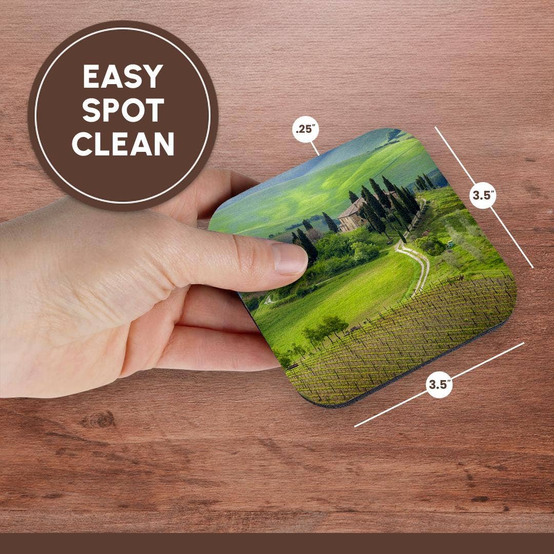 3dRose - Wholesale Coasters - 3dRose, Italy, Val d Orcia. Il Belvedere farmhouse panoramic. , Coaster13