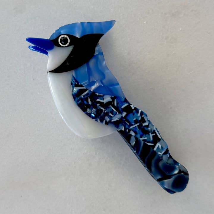 Blue Jay Hair Claw Clip for wholesale by Bittergoods