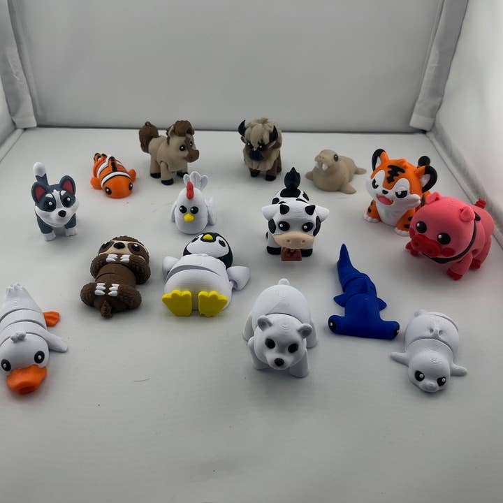 15 animaux articulés flexibles UNIQUES - Jouets anti-stress imprimés en 3D - Collectionnez-les tous - Soulagement du stress - Porte-clés - Tirette de fermeture éclair - Ami pour votre poche pour la vente par Huckleberry Concepts