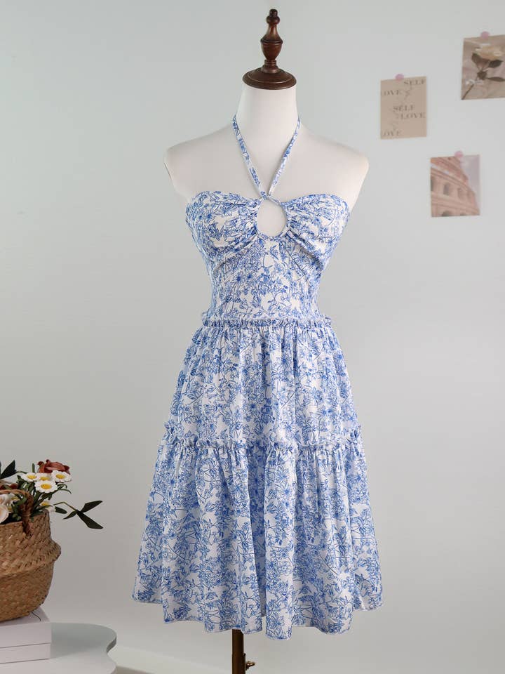 Floral Halter Neck  Mini Dress for wholesale by Miss Sparkling