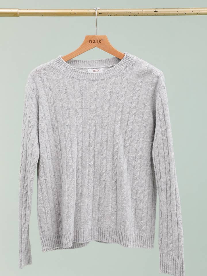 NAÏS PARIS - Vente Pull en maille – femme - Pull col rond maille torsadée en 100%laine merinos extrafine11