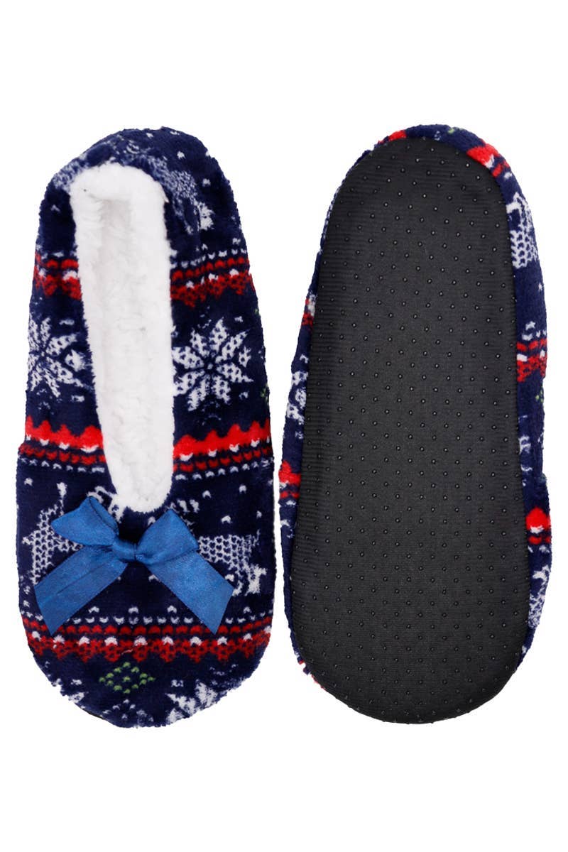 ASSORTED Snowflake Reindeer Fuzzy Fleece Sock Slippers for wholesale on Faire3