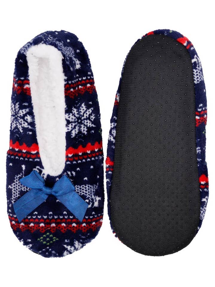 ASSORTED Snowflake Reindeer Fuzzy Fleece Sock Slippers for wholesale on Faire3
