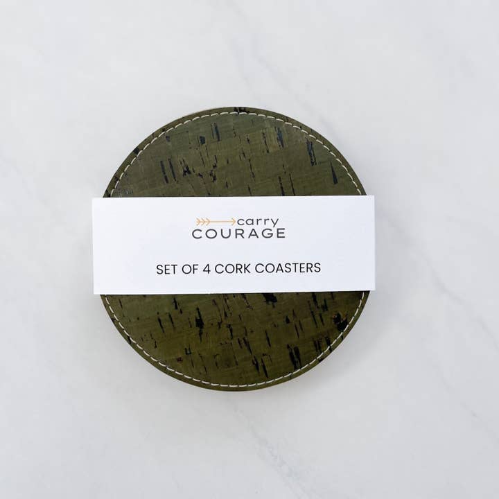 Carry Courage - Wholesale Coasters - SET OF 4 CORK COASTERS8