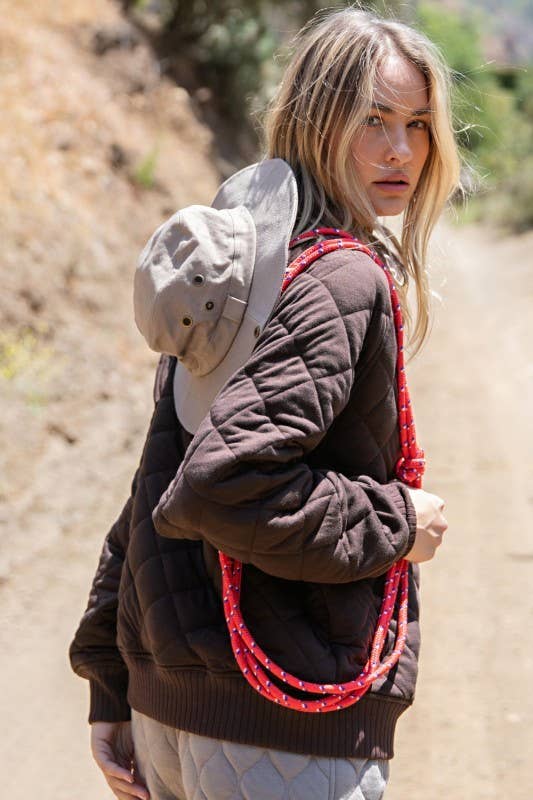 Sunday Morning - Venta al por mayor Sudadera - Mujer - T350037-Pulóver Acolchado de Manga Larga con Broches8