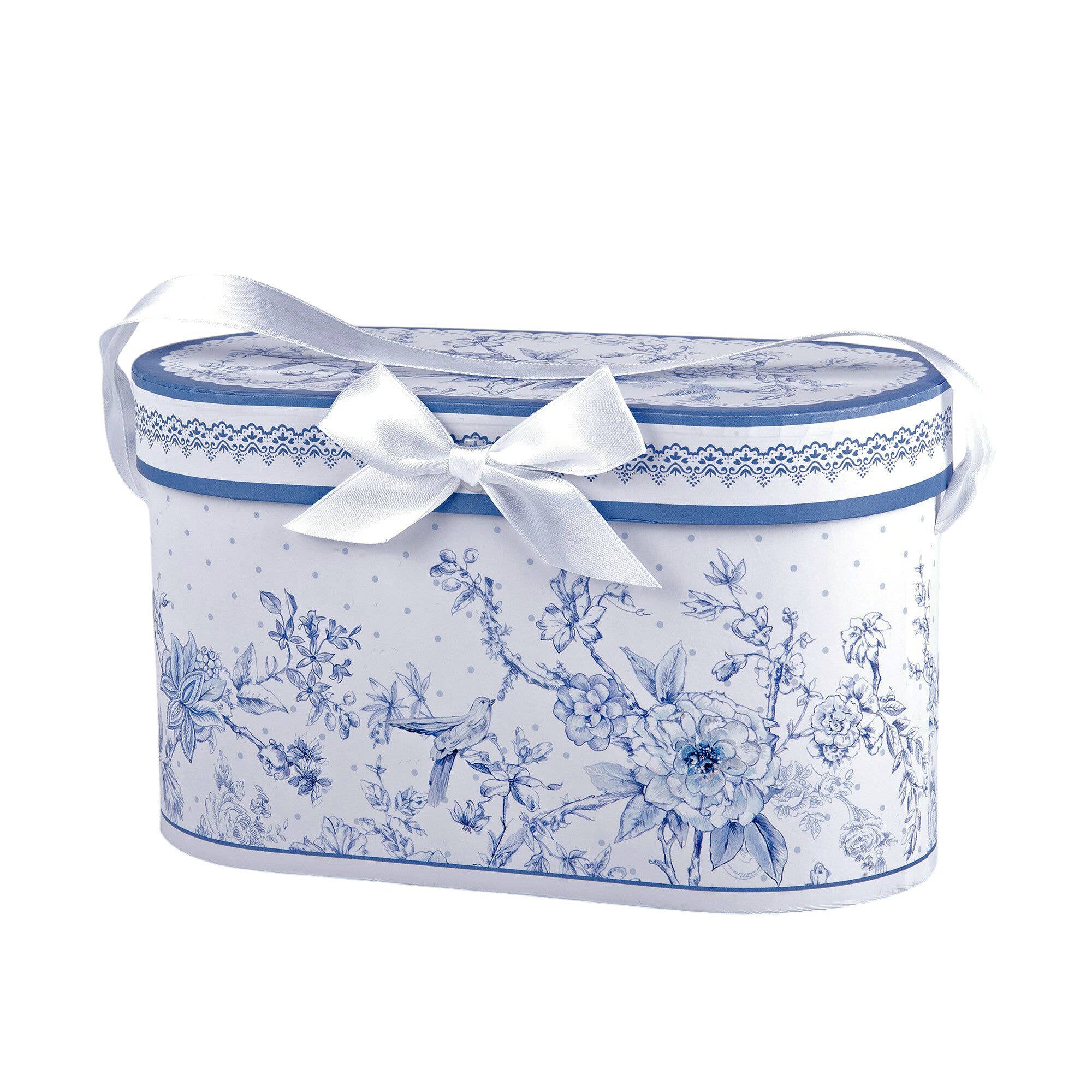 STP - Vente Tasse à café - Ensemble de 2 tasses à thé/café en porcelaine fine à fleurs bleues avec boîte cadeau4