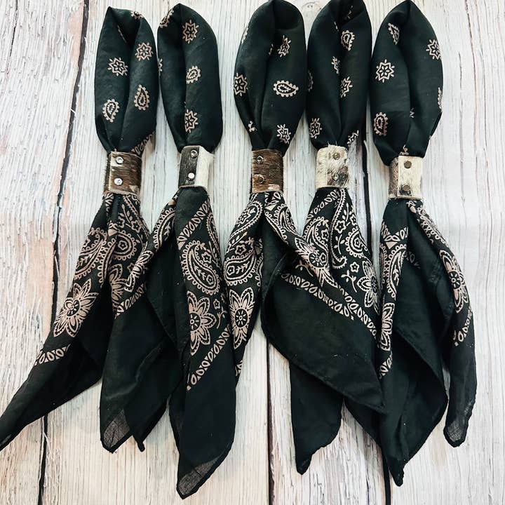 Boots Are My Roots - Wholesale Bandana - Women's - Black Hand Dyed Bandanas With Leather Slides