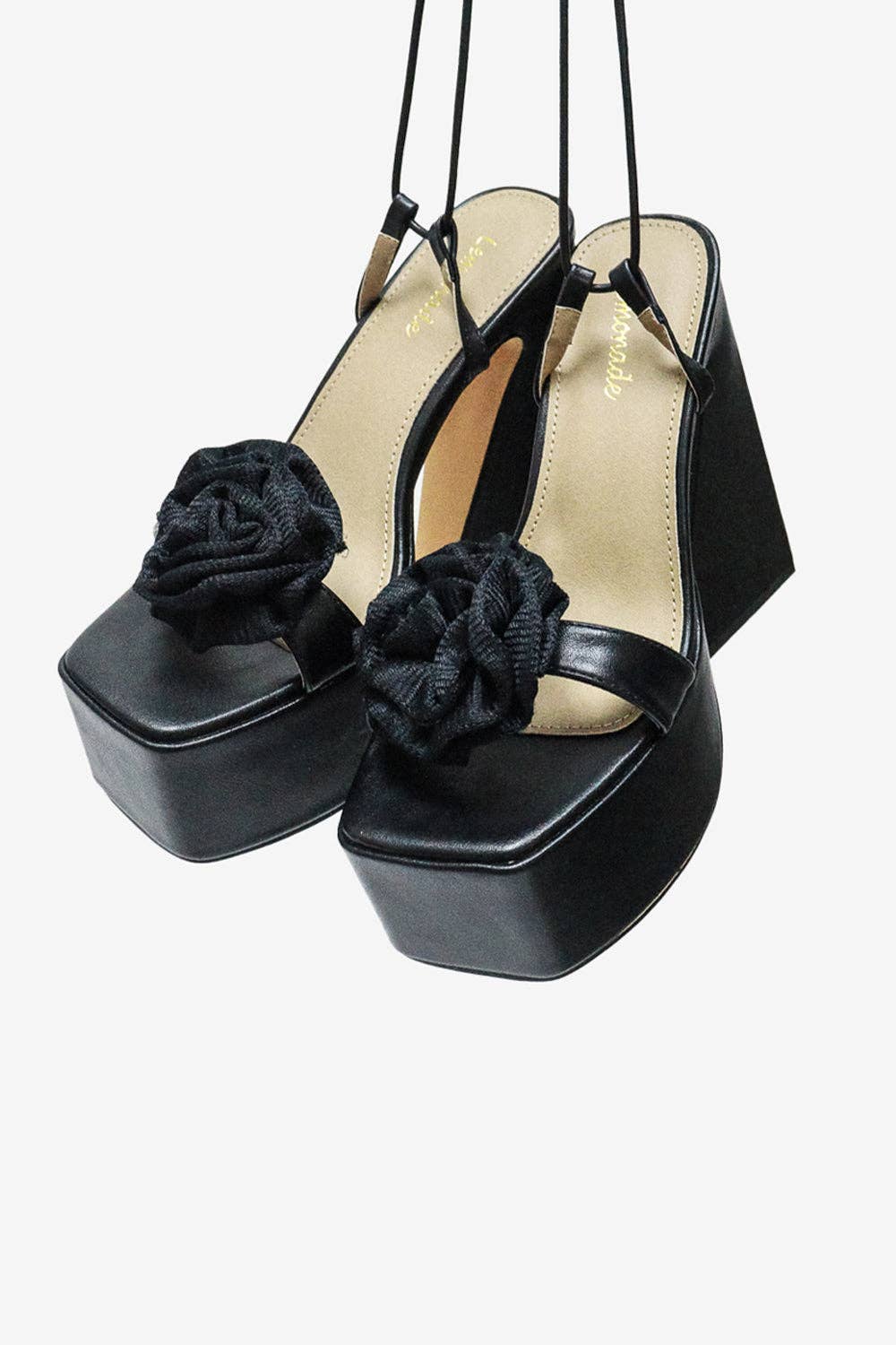 Zwart AIMER - Gesculpteerde Plateauhakken met Bloemendetail voor groothandel op Faire7