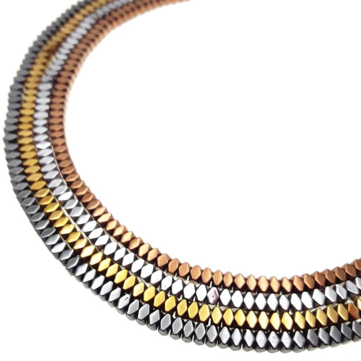 Gray/Gold/Silver/Copper Hematite Smooth Faceted Flat Square Beads 2x3mm 15.5"Std for wholesale by CRCBEADS