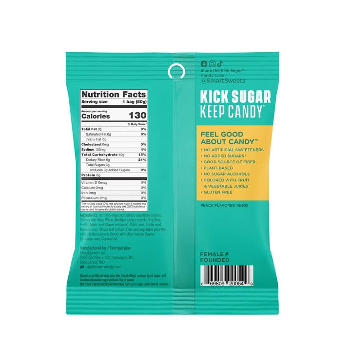 SmartSweets - Wholesale Gummy - Peach Rings Candy (12 pack)