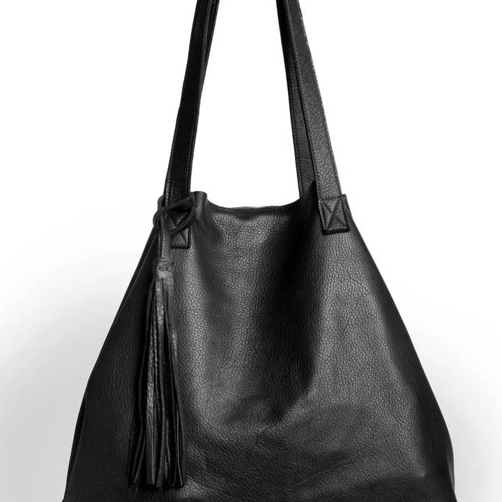 Juliette Black Italian Leather Shopper for wholesale by Viva Bags of California