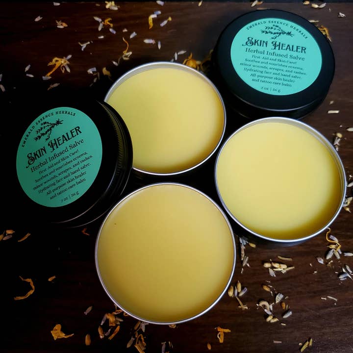 Skin Healer Salve | first aid, skincare, & tattoo balm for wholesale by Emerald Essence Herbals