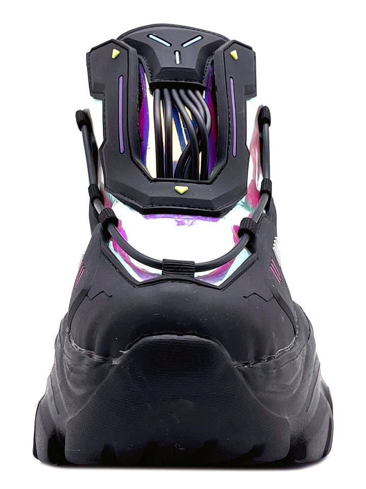 LASR - Wholesale Lifestyle Sneakers - Women's - X LASR Exclusive Watermelon 04 Neuromancer Hologram Black Platform Sneakers