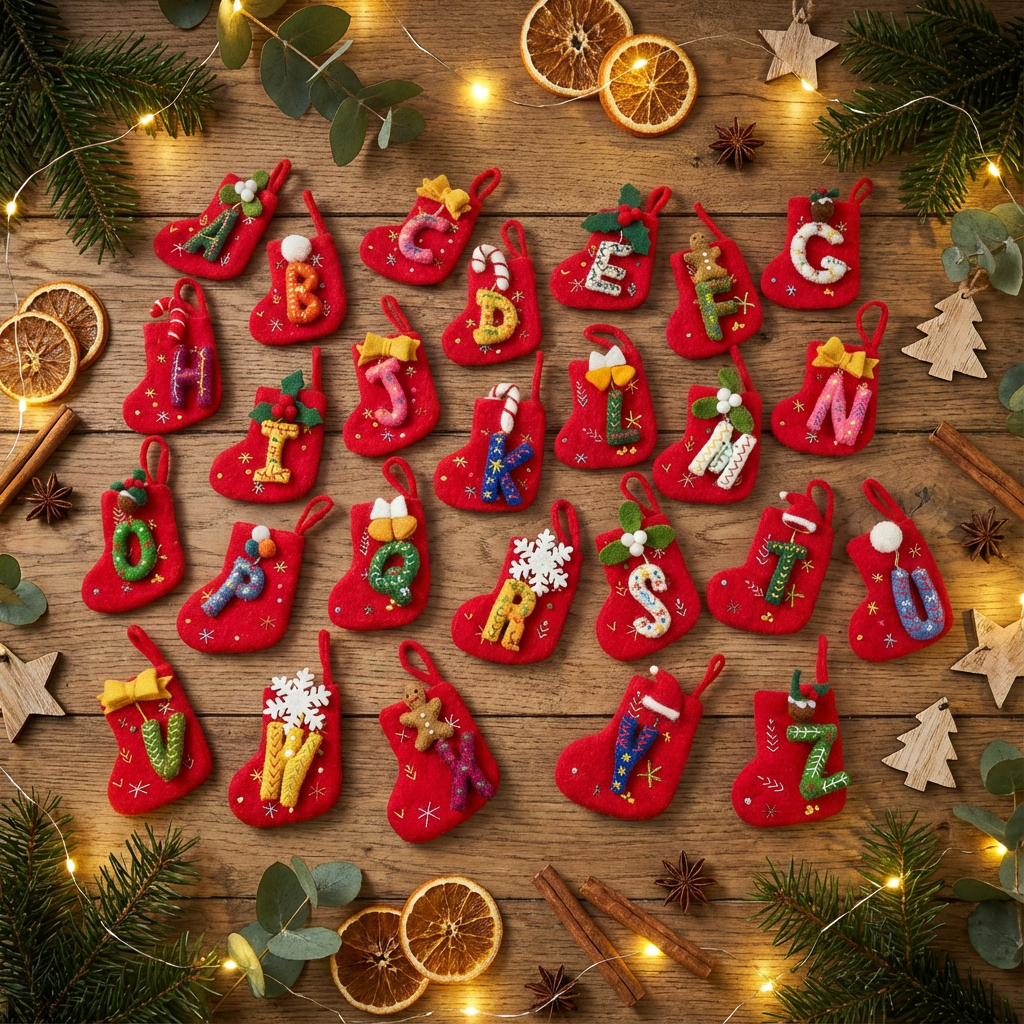 Felt So Good - Wholesale Holiday Stocking - Handmade Felt Mini Alphabet Stockings - INDIVIDUAL LETTERS7