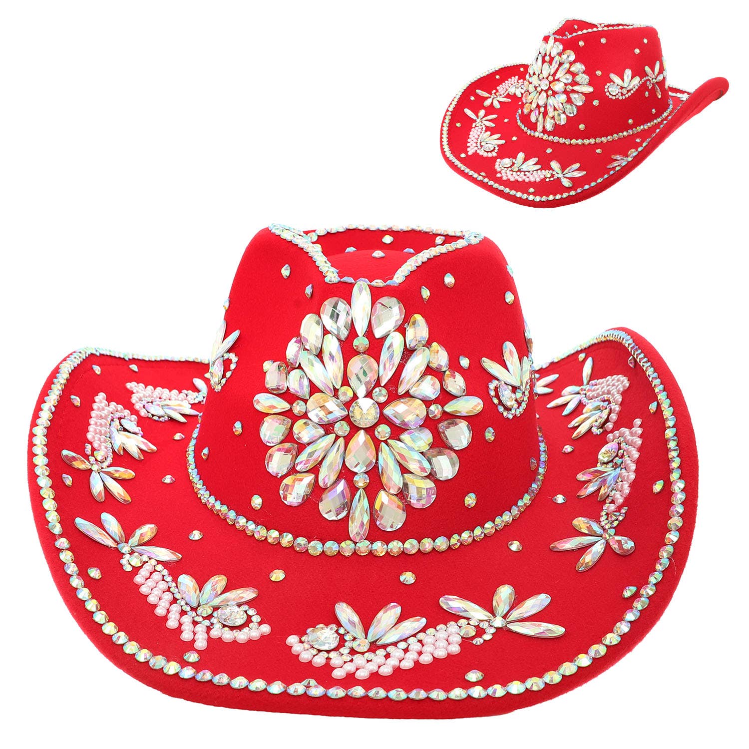 SP Sophia Collection - Wholesale Cowboy Hat - Women's - Sombrero Style Cowboy Hat with Crystal and Pearl Accents4