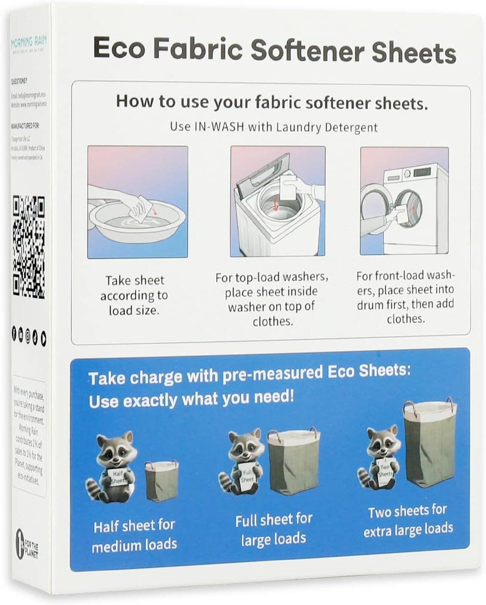 Morning Rain - Wholesale Fabric Softener - Softener Sheets New Formul Fragrance-Free 60 loads3