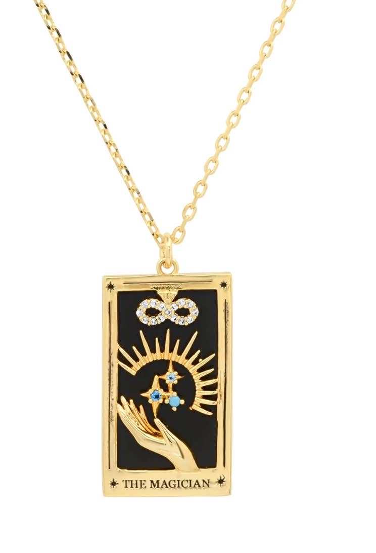 HoopLa - Wholesale Pendant/Charm Necklace - Tarot Card Necklace- Magician- 14K Gold stainless steel4