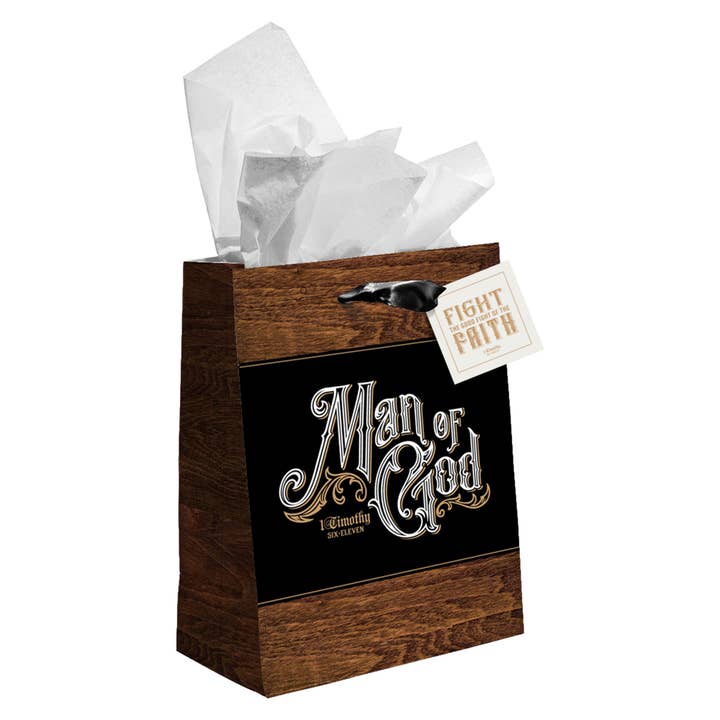 Christian Art Gifts - Wholesale Gift Bag - Gift Bag MD Man of God 1 Tim. 6:11