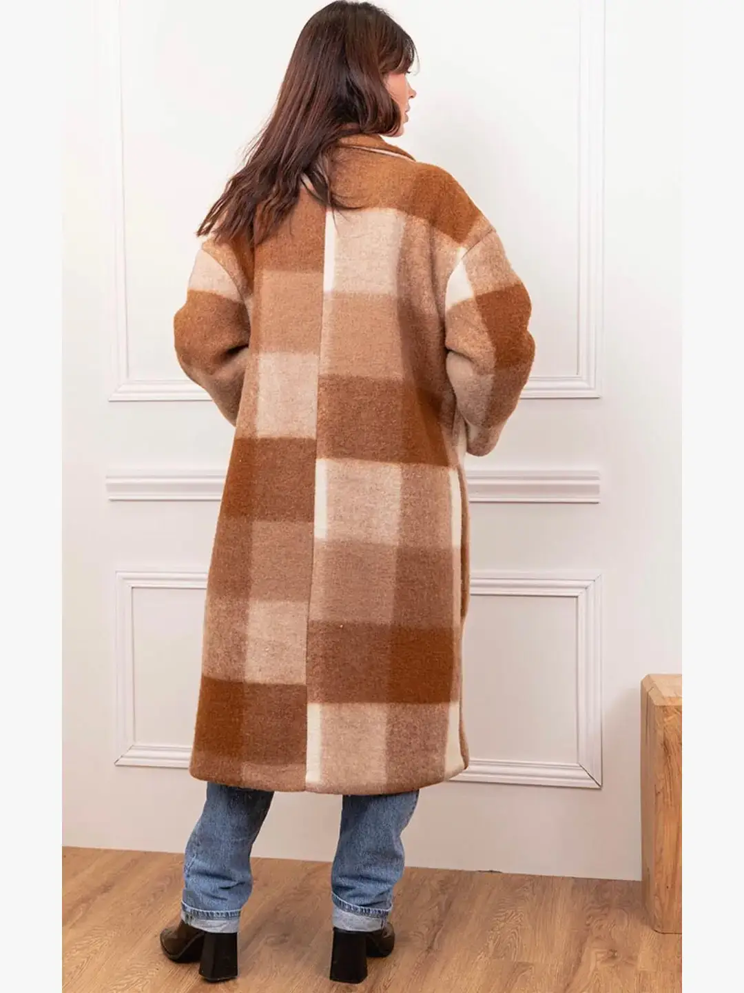 la maison des fibres naturelles - Vente Manteau – femme - Manteau à carreaux 60705+size MADE IN ITALY 3