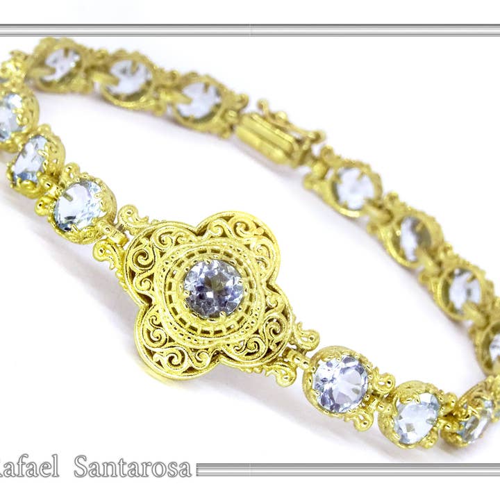 RAFAEL SANTAROSA - Vente Bracelet tennis - Bracelet en fines pierres multiples filigrane byzantin4