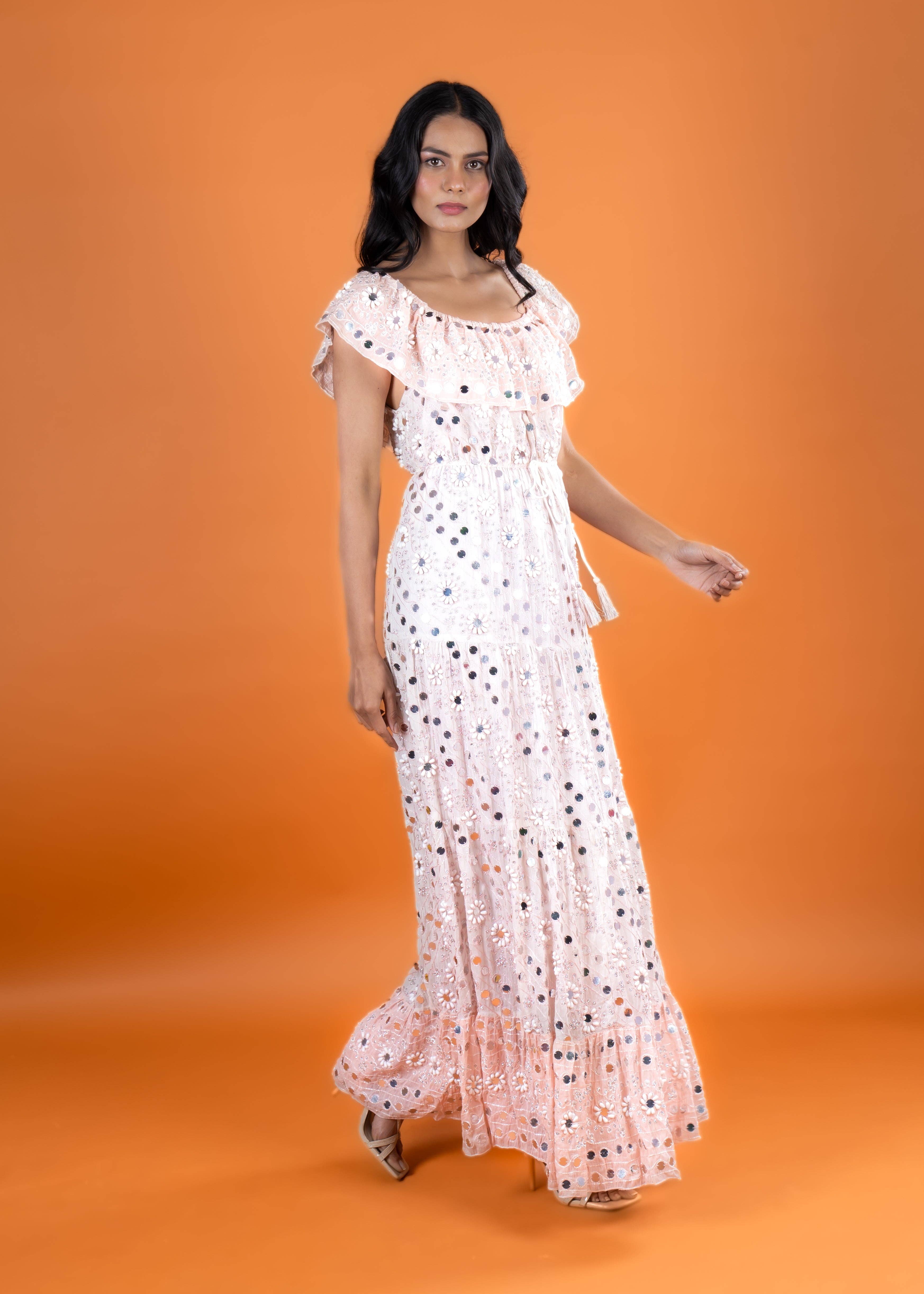 Anannasa Lifestyle - Wholesale Dress - Women's - ANGEL OFFSHOULDER  MAXI DRESS PEACH, lined7