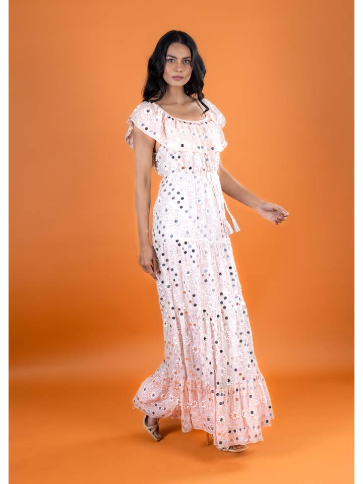 Anannasa Lifestyle - Wholesale Dress - Women's - ANGEL OFFSHOULDER MAXI DRESS PEACH, lined7