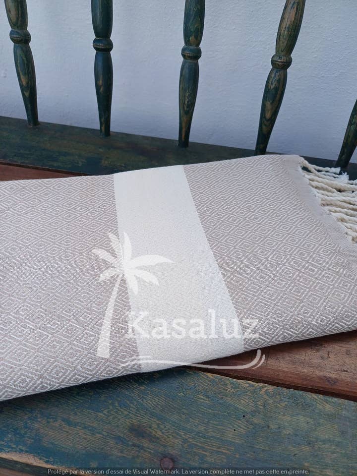 Fouta Djerba bege 100% algodão por atacado de KASALUZ