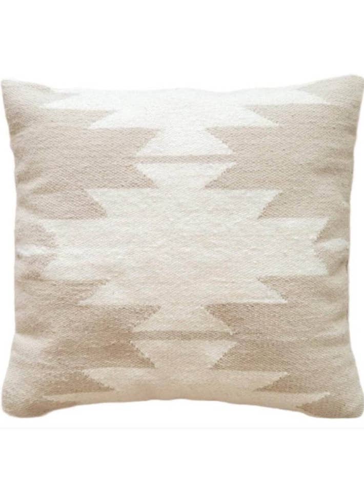 Beige Kilim Wool Throw Pillow – Geometric Cushion for wholesale by Mumo Toronto Inc