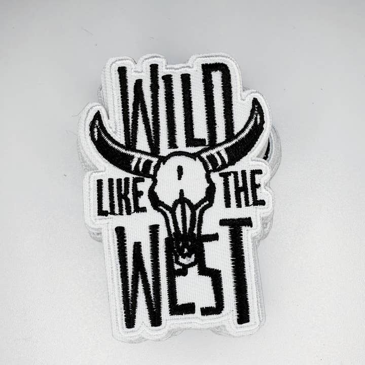 TEELUX - Wholesale Patch - 3" WILD WEST (Black & White) - Embroidered Hat Patch2