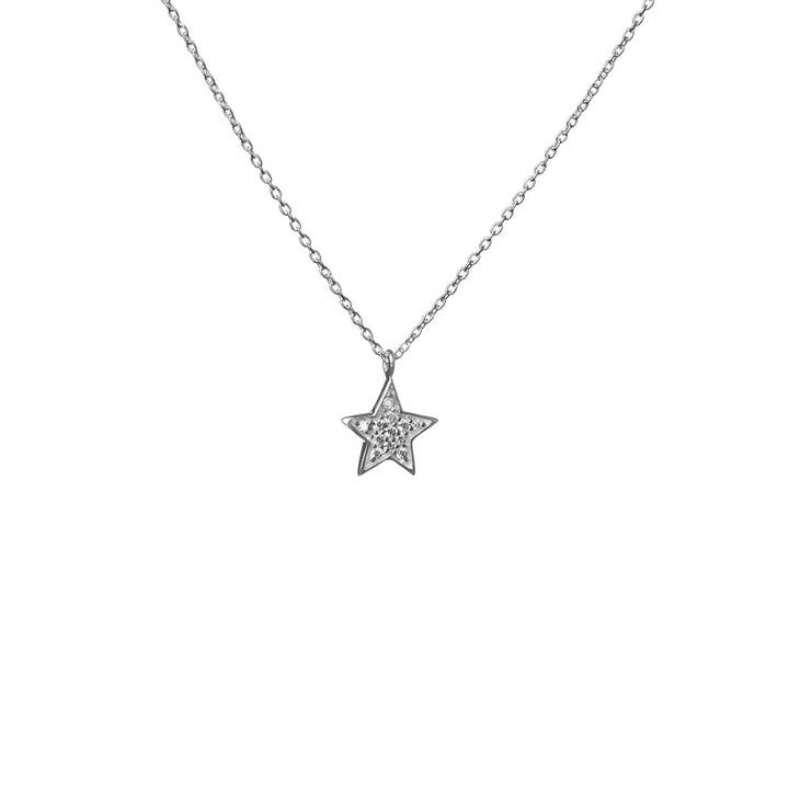 Heart and Lotus Sterling Silver Jewelry - Wholesale Pendant/Charm Necklace - Shining Star Necklace in Cubic Zirconia + Gold6