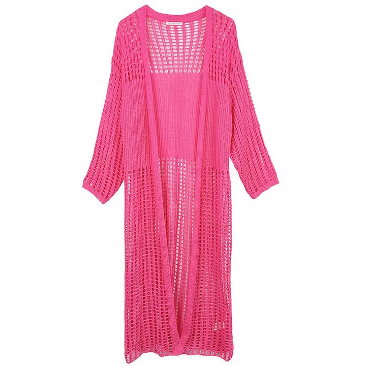 Sensibling Corp. - Wholesale Cardigan - Women's - Chest Blocked Crochet Long Cardigan11