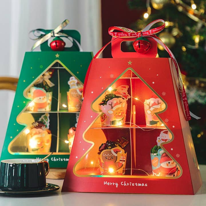 Présentoir de pâtisseries de Noël à 2 niveaux en forme de trapèze pour la vente par Elegant Design Supply